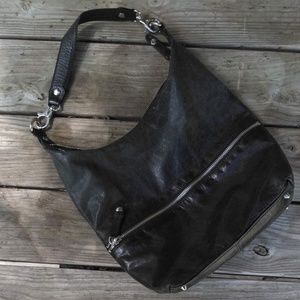 HOBO black leather hobo bag w/ zipper
